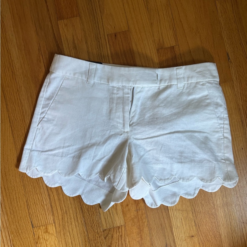 NWT JCrew White Scalloped Hem Women Shorts